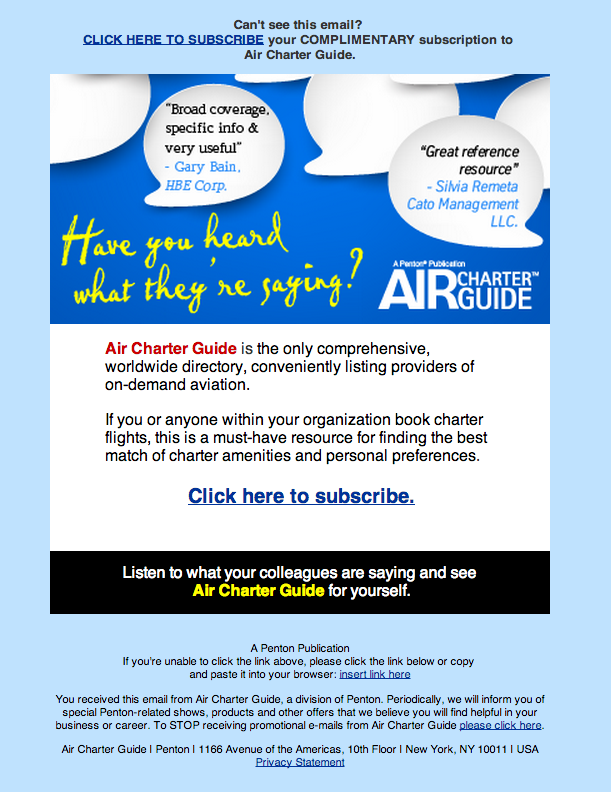 Air Charter Guide email
