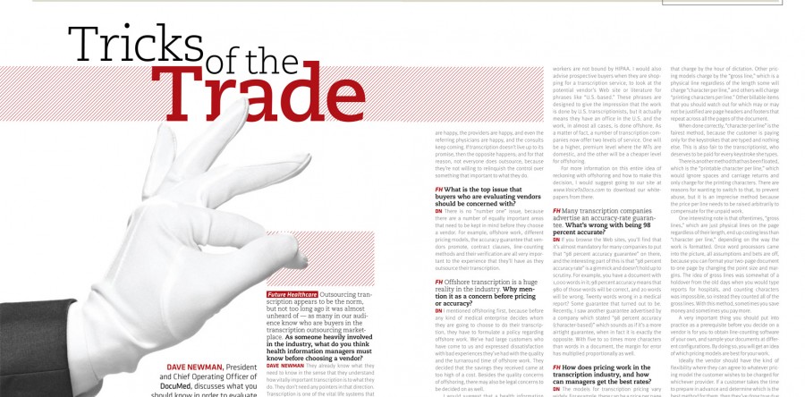 Future Healthcare magazine spread
