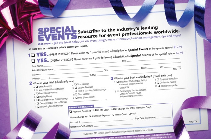 Special Events, Tradeshow form